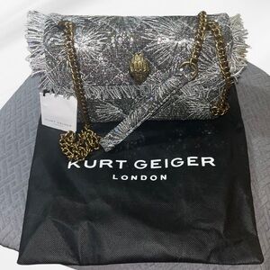 Kurt Geiger Silver Embellished Chain Shoulder Bag